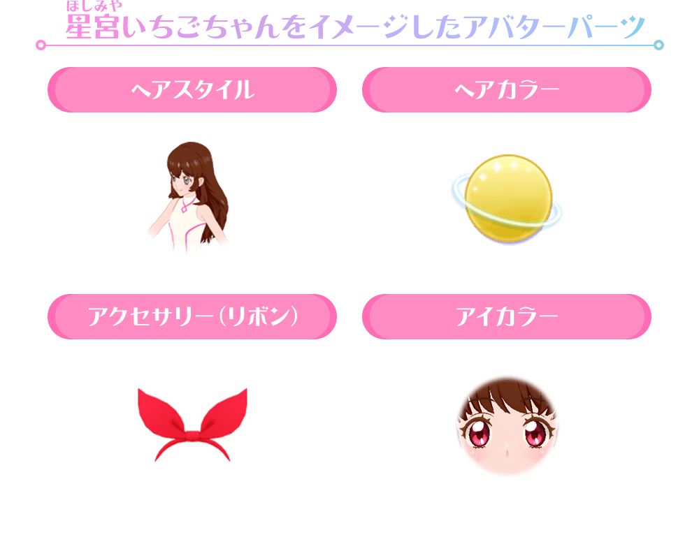 星宮いちごちゃんをイメージしたアバターパーツ