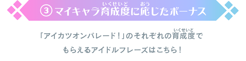 (3)マイキャラ育成度に応じたボーナス